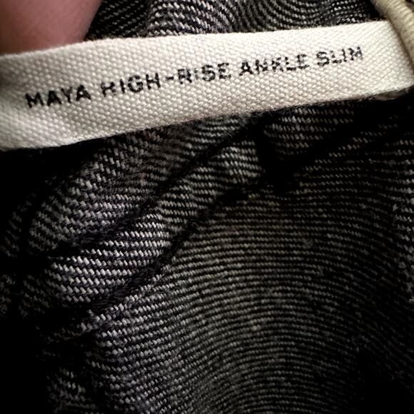 Rag & Bone Maya Jeans High Rise Ankle Slim Straight Leg Cotton Denim Black 25x26 - Picture 4 of 7